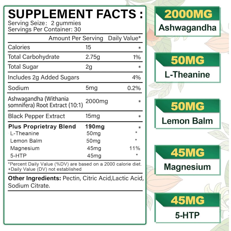 OEM Organic Vegan Ashwagandha Gummies - Immune Support, Sleep Aid, Stress Relief & Mood Calming for Adults