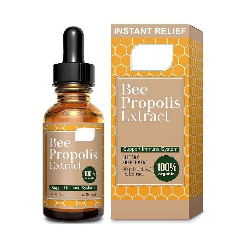 100% Pure Organic Propolis Liquid Extract Drops - Immune System Support & Sore Throat Relief Lung Cleanse for Adult