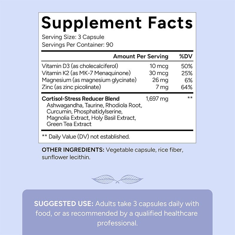 OEM Cortisol & Vitamin Blend Capsules - Promote Relaxation, Stable Sleep, and Balanced Cortisol Levels