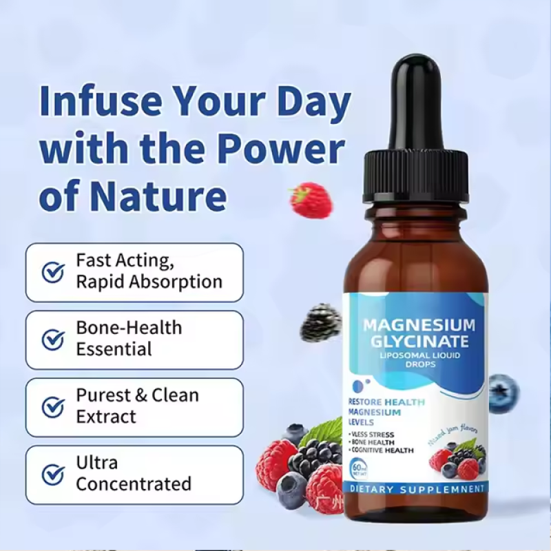 High Absorption Magnesium Glycinate Citrate Liquid Drops for Sleep and Stress Relief - Wholesale Healthcare Supplement