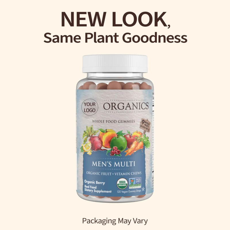 Organic Men's Multivitamin Gummies for Adults - Private Label Whole Food Supplement with Immune Support
