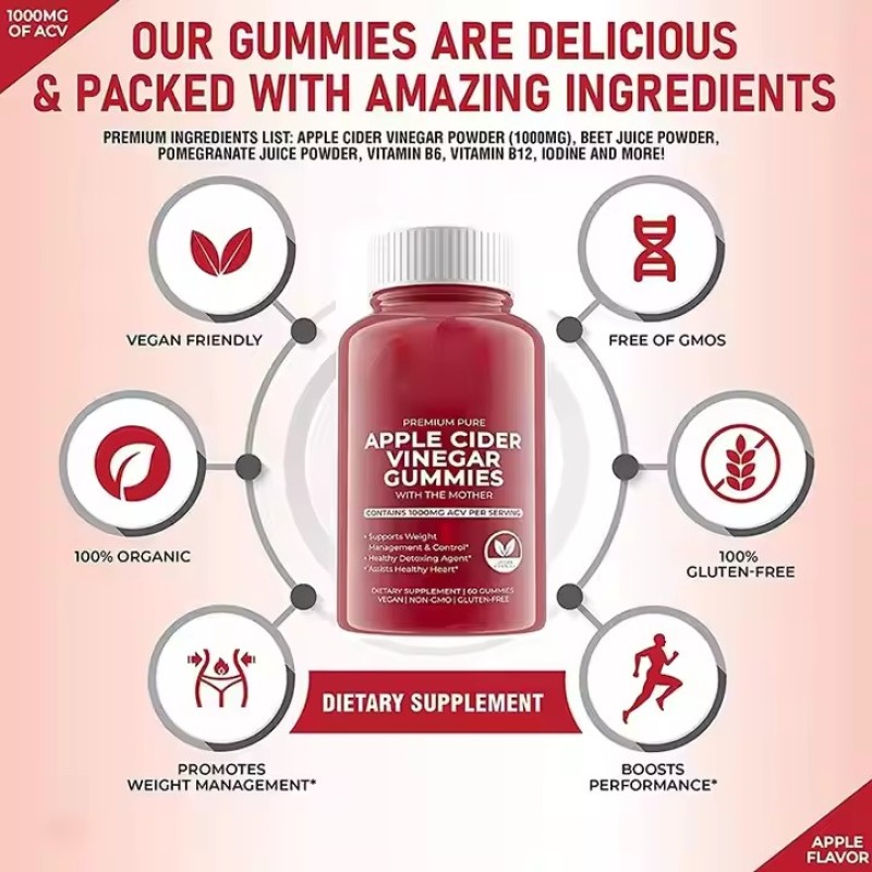 OEM & ODM Apple Cider Vinegar Slimming Gummy Vitamins Weight Loss Gummies for Adults Not for Pregnant Women