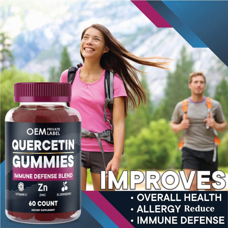 OEM Organic Sugar-Free Quercetin Gummies with Vitamin C, Elderberry & Zinc  Immune Support