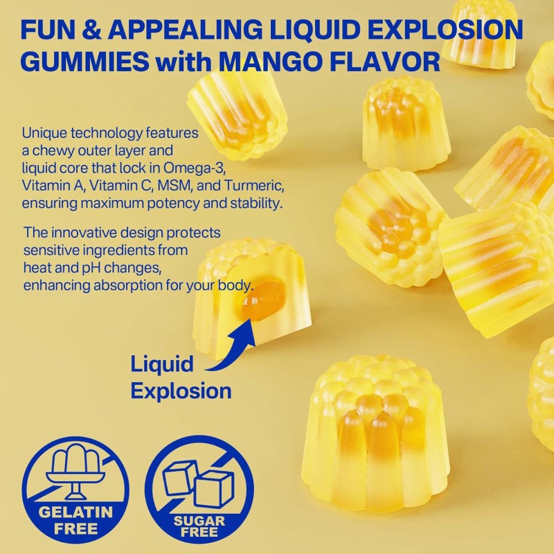 Hot Sale Private Label Vegan Omega-3 Gummies 1000mg with Algae DHA EPA, Turmeric, Zinc & Vitamins