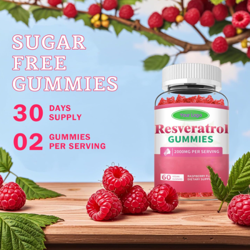 High-End Customization, Vegetarian Resveratrol Gummy Candy, Sugar-Free, NON-GMO, Natural Antioxidant and Anti-Aging Formula