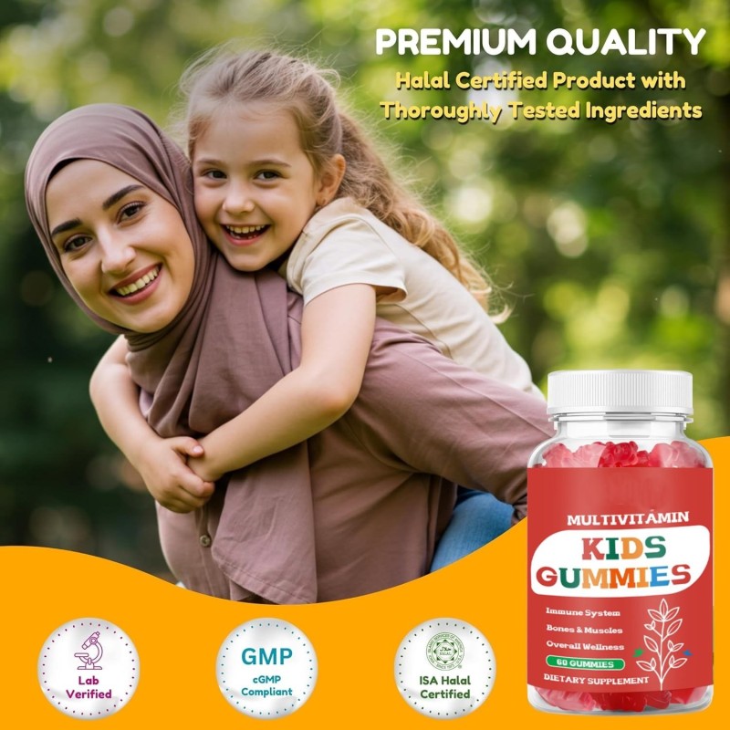 Biocaro Kids Multivitamin Gummies with Vitamins D3 K2, A, C, B6, B12 & Zinc - Immune Support & Growth | Vegetarian
