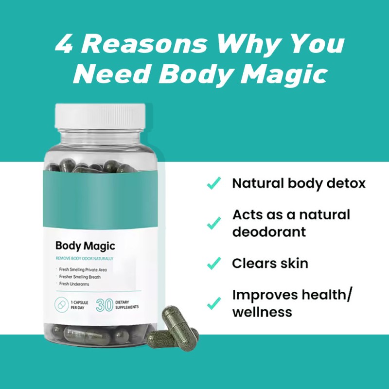 Body Magic Chlorophyll Capsules - Natural Deodorant for Body Odor, Fresh Breath & Underarms