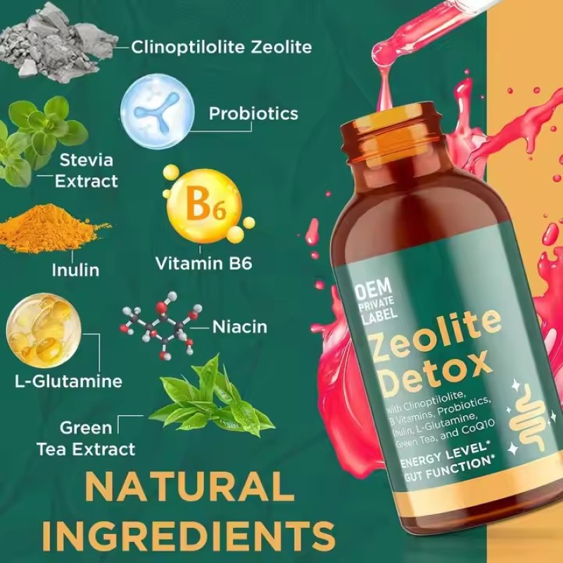 OEM Private Label Natural Food Grade Clinoptilolite Zeolite Drops Oral Liquid Health Support for Body Cleanse