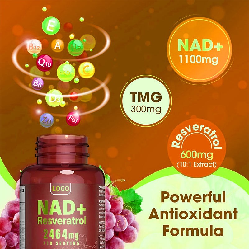NAD Resveratrol Capsules, Liposome NAD Supplement for Men and Women, Improve Energy, Antioxidant