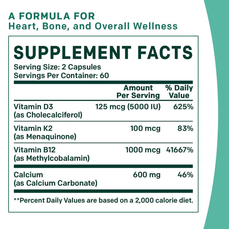 ODM Calcium D3 K2 B12 Capsules: Bone, Heart & Immune Support for Adults & Seniors