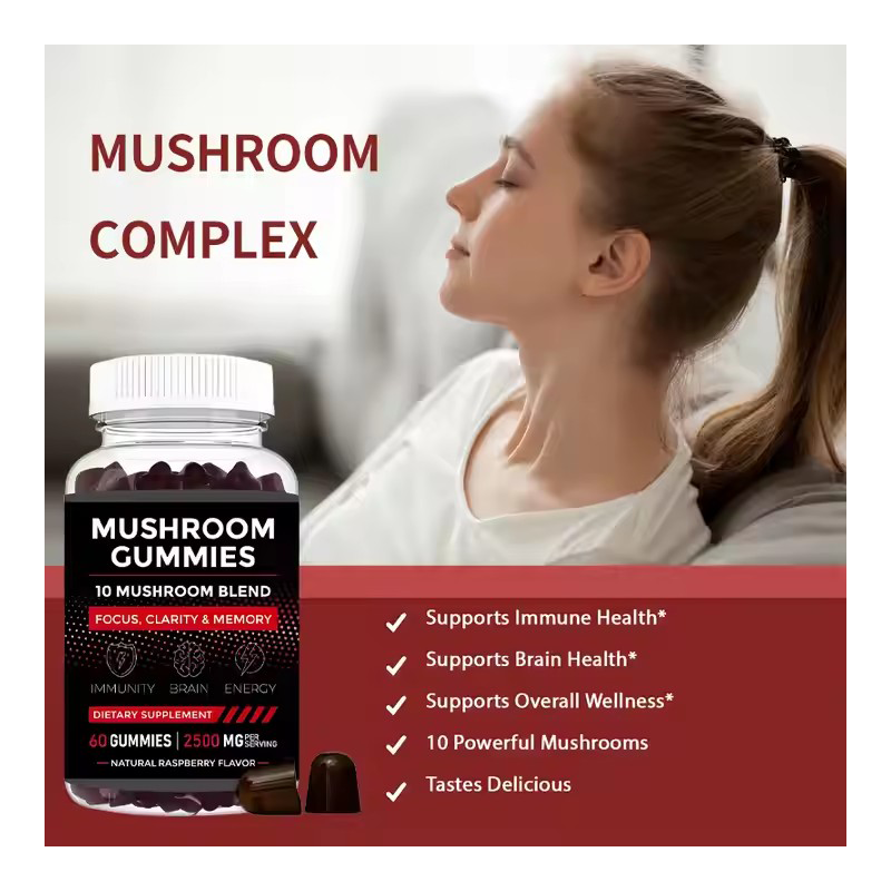 OEM 10x Potent Mushroom Complex Gummies for Adults - Effective Beauty Supplement with Lions Mane and Enzyme Rich Formula