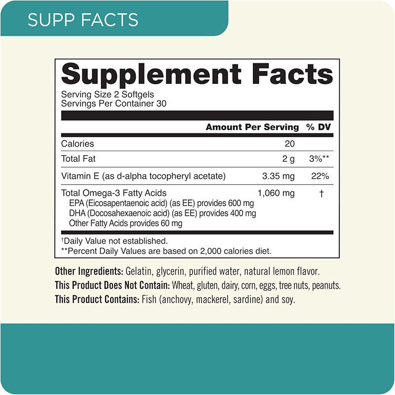 Alaskan Fish Oil Omega 3Softgels, DHA EPA with Vitamin E, Heart Health, Brain Function & Joint Mobility Support