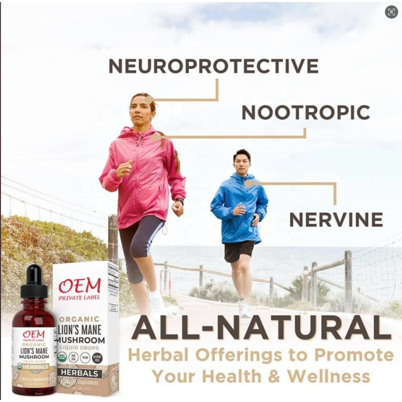 Organic Lion's Mane Mushroom Extract Liquid Drops for Immune Support and Brain Health