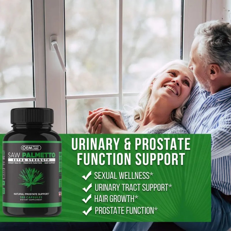 Saw Palmetto Capsules Hair Loss for Men Health Supplement Private Label Prostate Extract Men Saw Palmetto Pills Max Strength