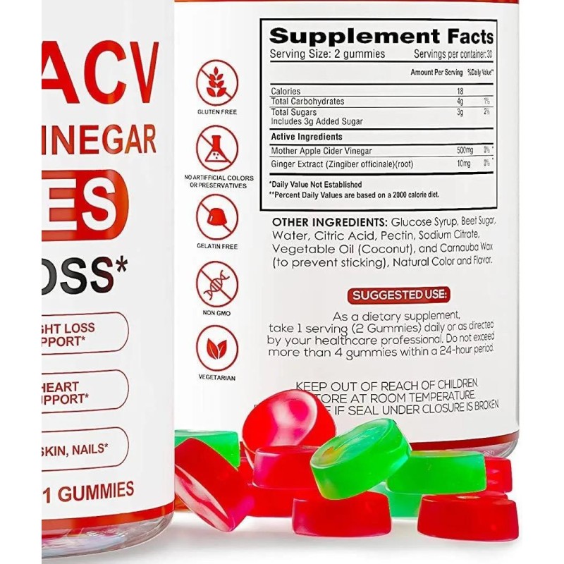 Apple Cider Vinegar & BHB Keto Gummies - Fat Burner Weight Loss Supplement Chewable for Adults