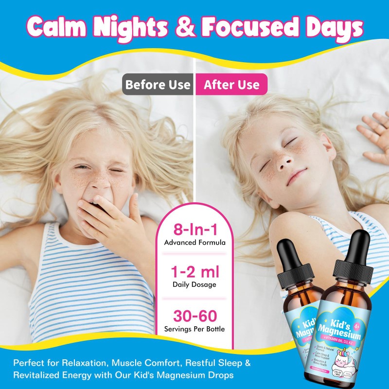 Magnesium Citrate & Glycinate Liquid Drops for Relaxation and Stress Relief  Liquid Mag Blend