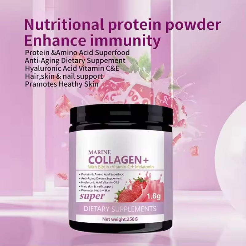 OEM Private Label Collagen Powder with Hyaluronic Acid and Vitamin C for Skin Whitening and Hair Support 300g