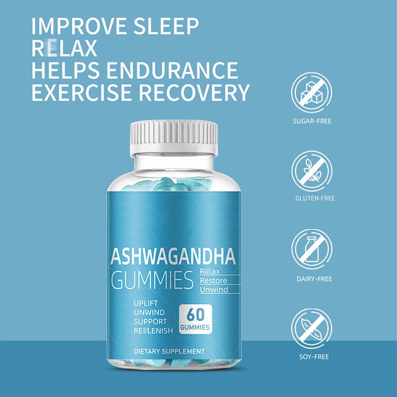 OEM Private Label Ashwagandha Gummies for Stress Relief and Relaxation Vegan Supplement 60 Gummies