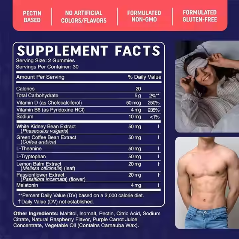 Night Fat Burner Gummies with Melatonin Green Coffee Bean for Adults Weight Loss and Sleep Support