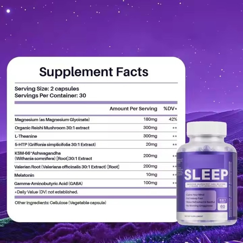 Hot Quality Herbal Sleep Supplement Sleep Capsules Support Sleep, Fall Asleep Fast, Wake Refreshed & Restful, Calms Mind