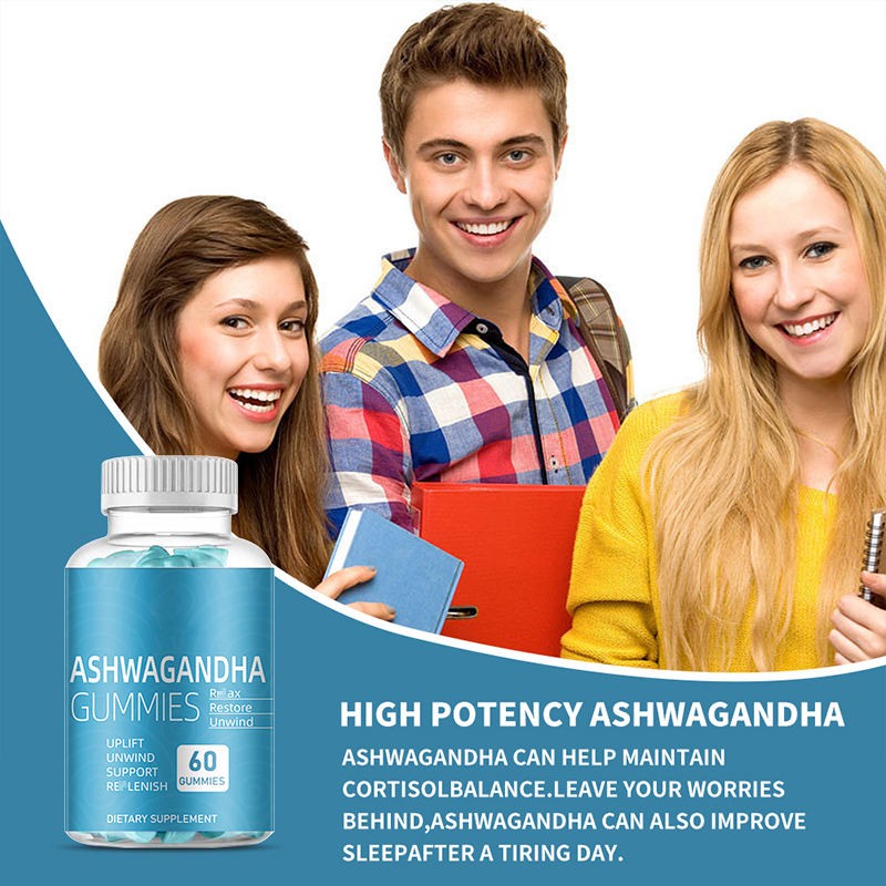 OEM Private Label Ashwagandha Gummies for Stress Relief and Relaxation Vegan Supplement 60 Gummies