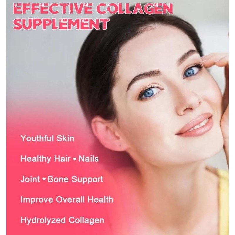 Peach Flavor Collagen Biotin Gummies with Vitamin C - Low Sugar Herbal Supplements for Hair, Skin, and Nail Growth for Adults