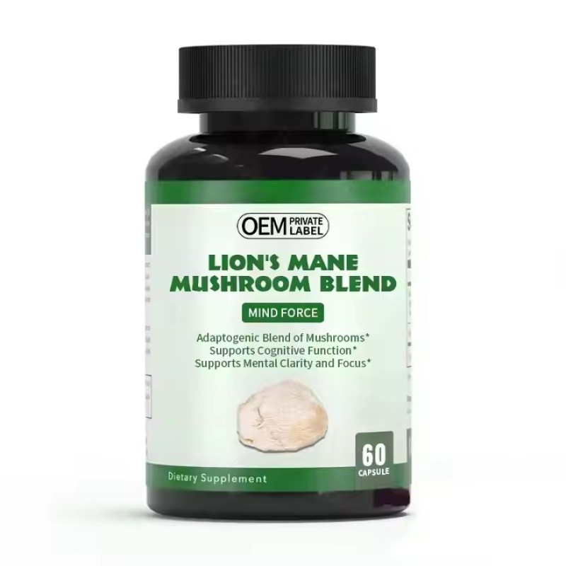 Private Label Organic Hericium Mushroom Extract Nootropics Brain Supplement Lions Mane Capsules Memory & Energy