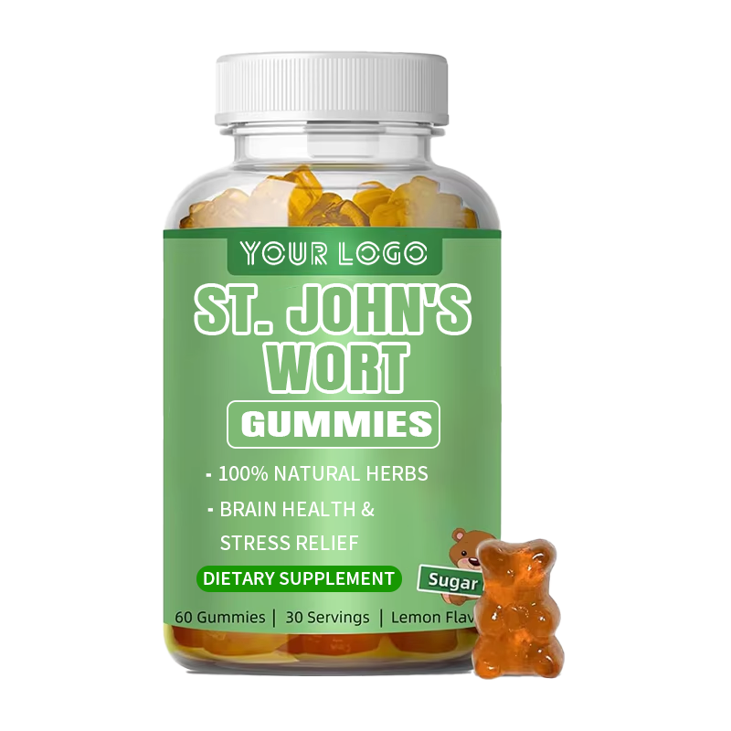 Lemon Flavored St. John's Wort 300mg Chewable Gummies: Herbal Stress Relief & Mood Support for Anxiety Adults