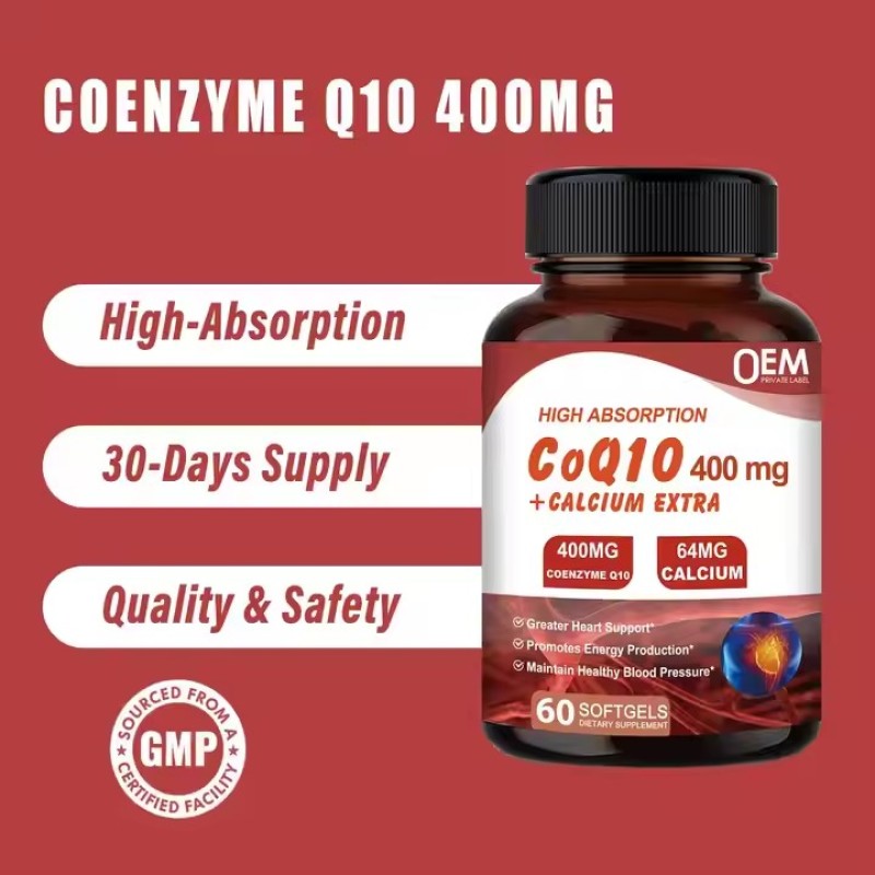 CoQ10 400mg Capsules, Coenzyme Q10 High Absorption Supplements Heart Supports & Cellular Energy Production Supplement
