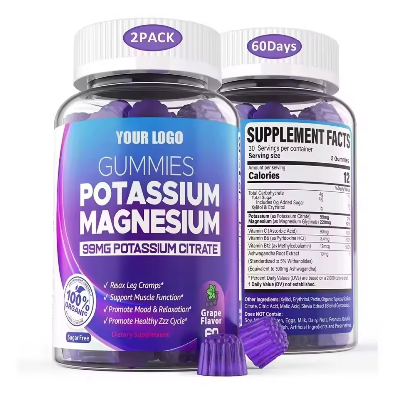 Custom Grape Flavor Sugar-Free Relaxation Gummies for Adults Magnesium Glycinate Potassium Citrate Dosage Form Gummy Candy