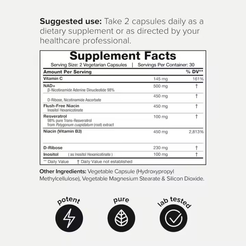 OEM Private Label Nad Supplement NAD+ Resveratrol Capsules Anti-aging NAD Capsules