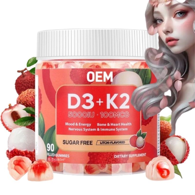 Premium Vitamin D3 K2 Fruit Gummies for Adults - Energy Booster & Beauty Supplement with Natural Fruit Flavors