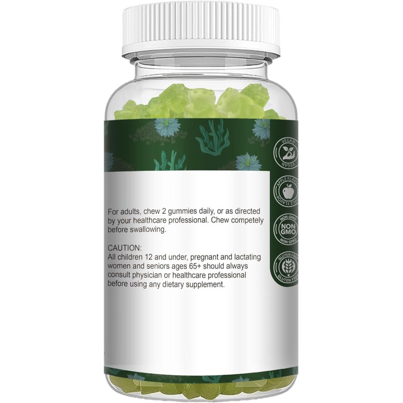OEM Sugar-Free Sea Moss & Black Seed Oil Gummies with Ashwagandha, Ginger, Irish Seamoss, Burdock Root, and Turmeric Supplement