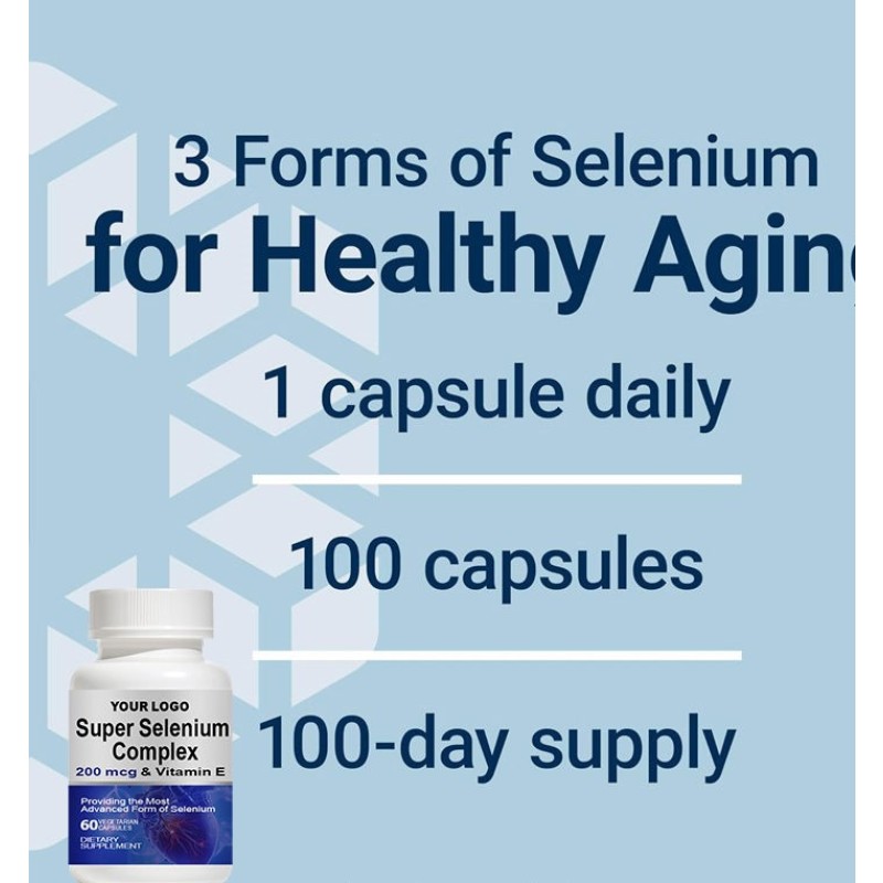Super Selenium & Vitamin E Complex: Thyroid Support, Brain Health & Energy Focus Capsules with 3 Forms Selenium