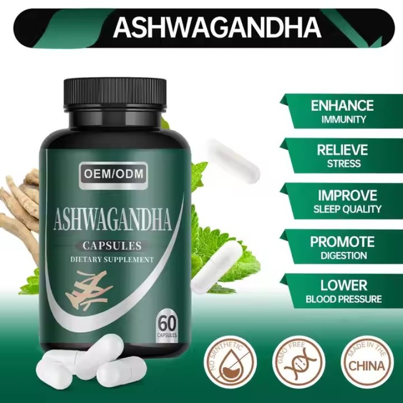 Ashwagandha Capsules for Women & Men Organic Ashwa for Energy Boost Improve Sleep Stress Relief & Mood Calm 60pcs