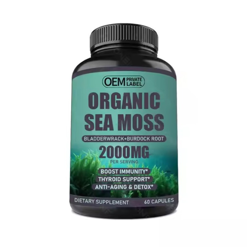 Natural Organic Wild Crafted Sea Moss Capsules Sea Moss Raw Private Label Pills Healthcare Supplement