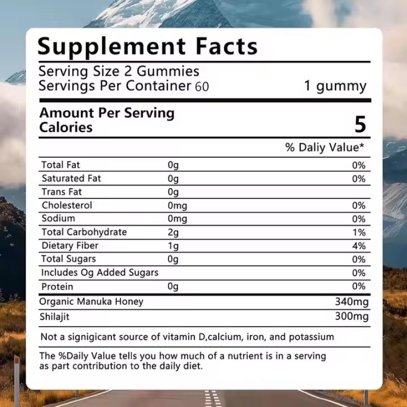OEM/ODM Shilajit Gummies Dietary Supplements Sports Nutrition Supplements Rich in Organic Manuka Honey and Shilajit