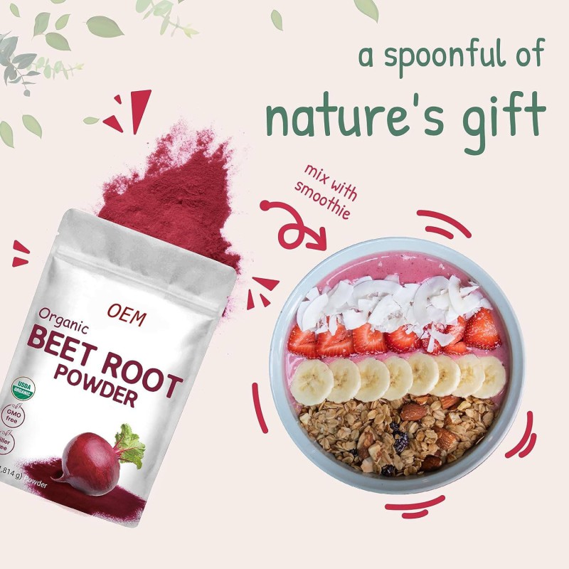 Raw BeetRoot Powder - GMO-Free, Pure Natural Supplement, Bulk Organic Nutrition Powder