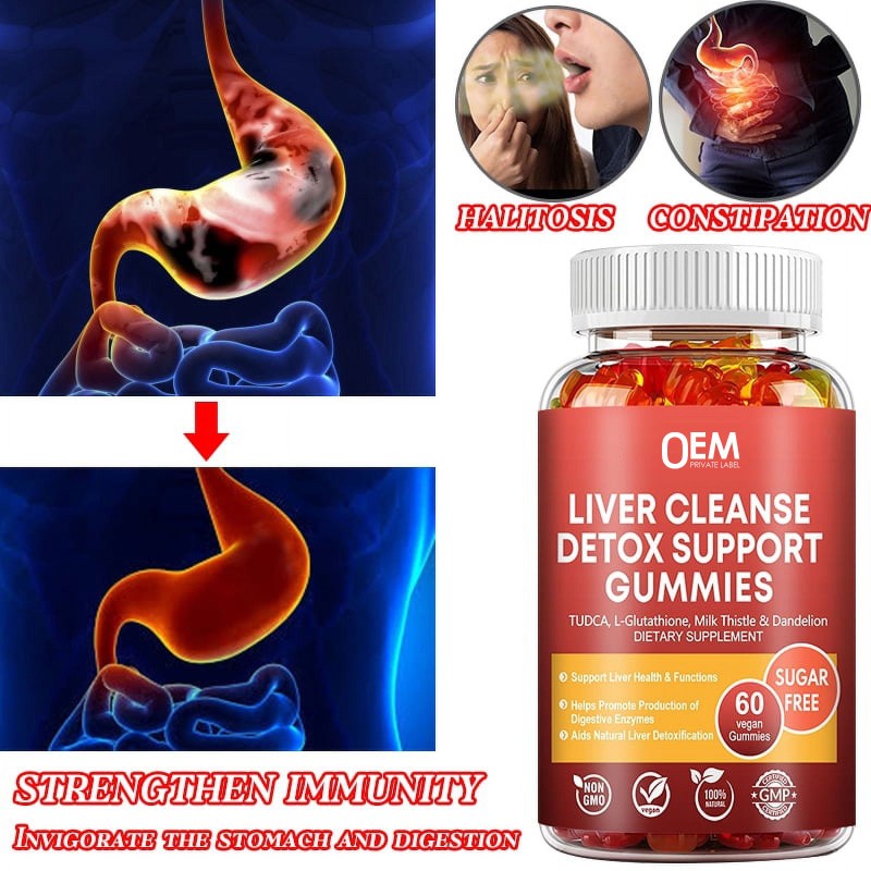 OEM  Pure Natural Organic Sugar-Free Liver Detox Gummies with Milk Thistle Herbal Supplements