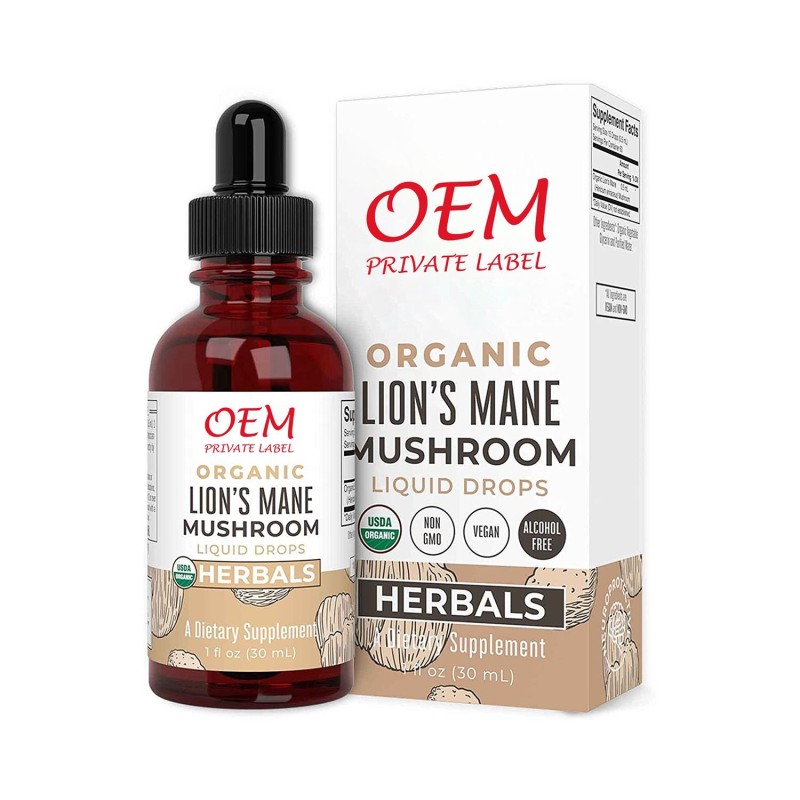 Organic Lion's Mane Mushroom Extract Liquid Drops for Immune Support and Brain Health