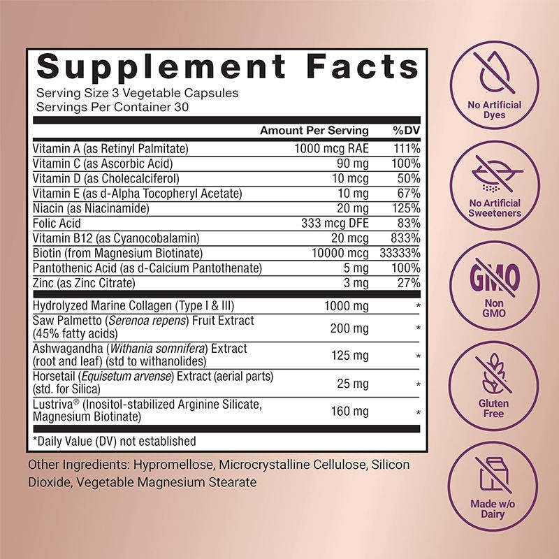 OEM ODM Hair Growth Capsules with Biotin and Keratin for Stronger Hair and Nail Support 60 Capsules