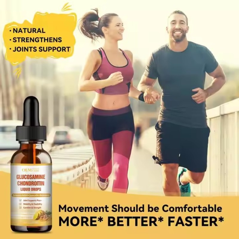 Glucosamine Chondroitin Supplement Vegetarian Joint Health MSM Liquid Drops Oil Turmeric Quercetin Pineapple Enzyme