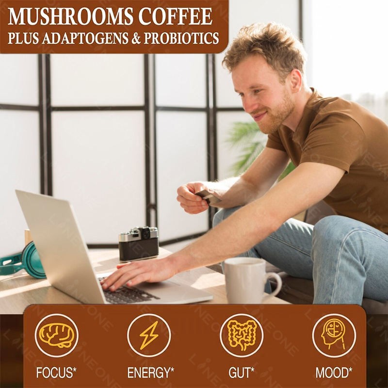 Organic Mushroom Coffee with Adaptogens & Probiotics | Lion's Mane & Cordyceps Complex