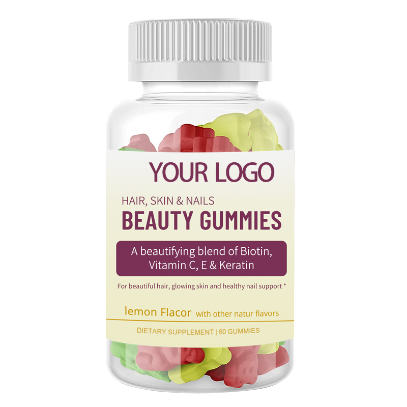 Biotin Collagen Vitamins C&E  for Hair Growth Skin Nails Support - Custom Private Label Hair Skin Nails Supplement Gummies