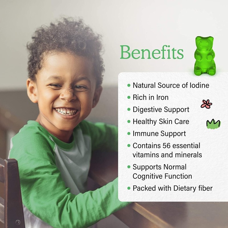 OEM  Kids Sea Moss Gummies for Immune and Thyroid Health with Chicory Root, Bladderwrack, and Burdock Root