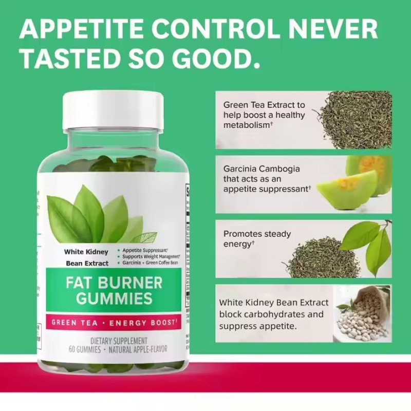 Fat Burner Slimming Gummy Garcinia Cambogia White Kidney Bean Extract Appetite Suppressant Vegan Green Coffee