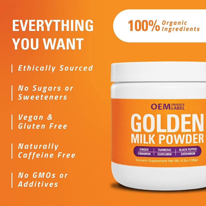 OEM Organic Milk Power with Turmeric Ginger Black Pepper Beauty Supplement Powder for Gut Sleep & Joints Health