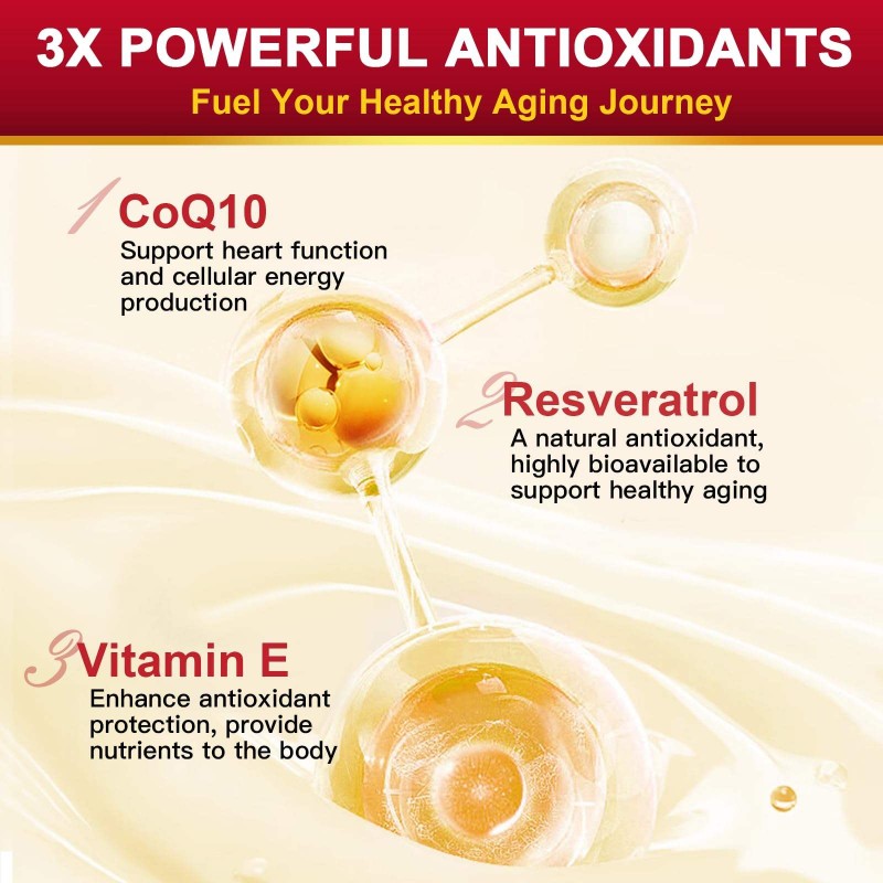 OEM Premium  CoQ10 Capsules with Trans-Resveratrol, PQQ, Vitamin E & BioPerine  Heart Health & Energy Boost