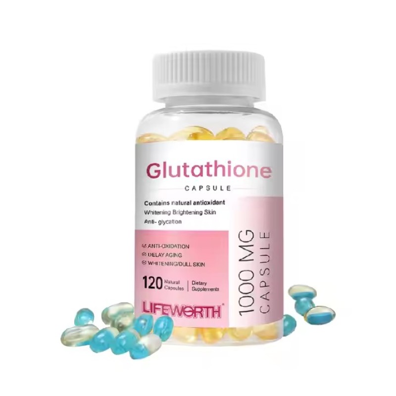 Lifeworth Gluthatione Collagen Vitamine C Soft Capsule OEM/ODM Marine Fish Collagen Powder Skin Whitening Pills Capsule Form
