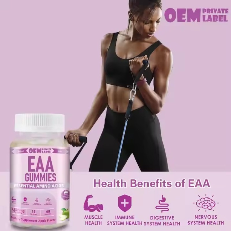 Custom EAA Gummies Sport Pre Workout Supplements With 9 Essential Aminoacids Chain Aminos for Muscle Recovery Energy Support